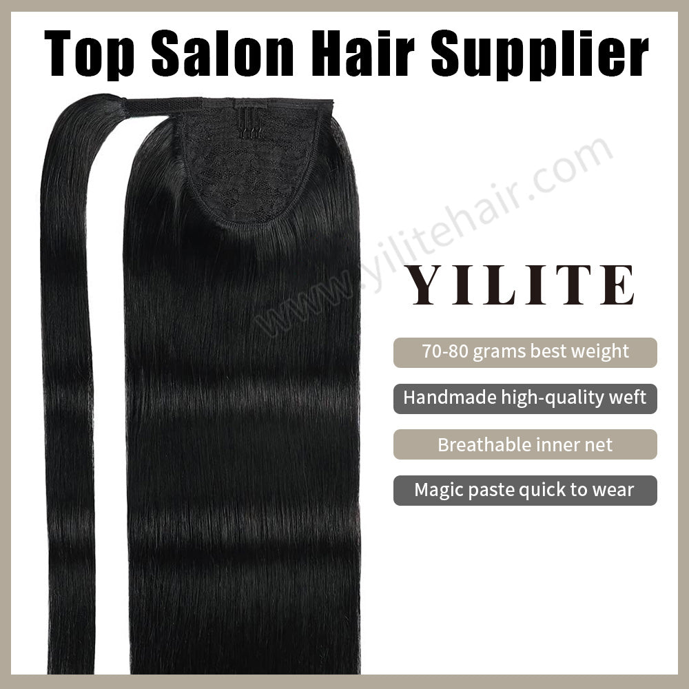 Realmhair ponytail extension with handmade weft, breathable inner net, and quick-wear design (#1) 