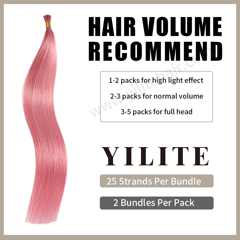 Hot pink I Tip hair extensions with hair volume recommendation