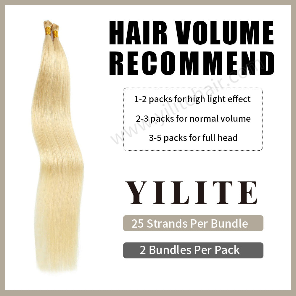 Realmhair I Tip hair extensions with hair volume recommendation (#613 Bleach Blonde) 