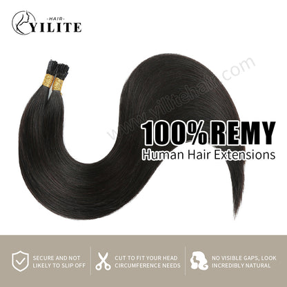 Realmhair 100% virgin human hair I Tip extensions (#1B Natural Black) 