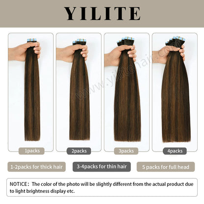 Realmhair Tape In Hair Extensions 24 Pcs Tape Ins Invisible Natural Remy Human Hair (#2 Darkest Brown)