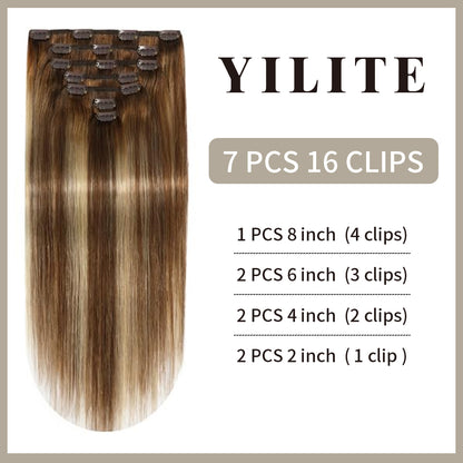 Realmhair #P6/613/T4 clip-in hair extensions 7pcs 16 clips with detailed piece sizes and clip count