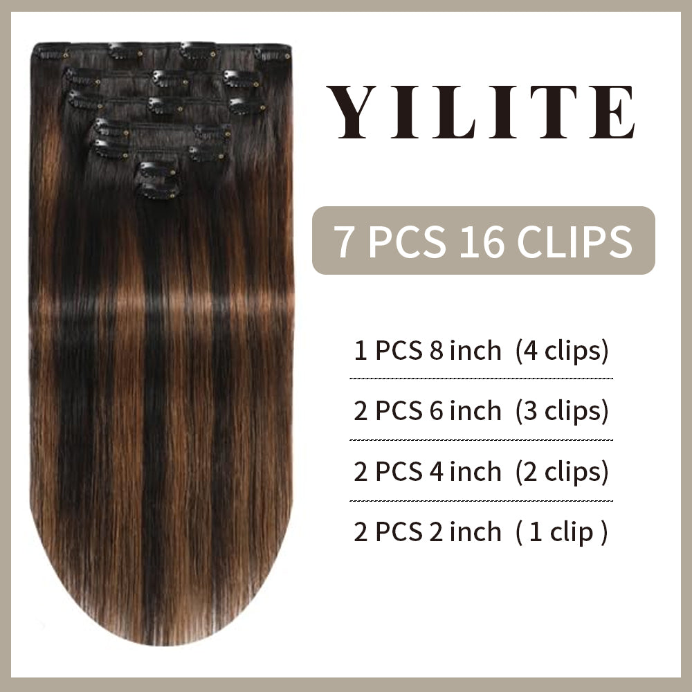 Realmhair #P1B/6/T1B clip-in hair extensions 7pcs 16 clips with detailed piece and clip breakdown