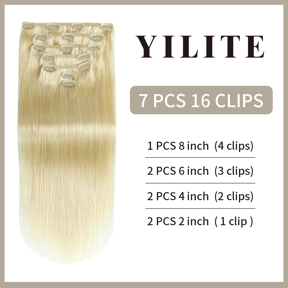 Realmhair Clip In Hair Extensions Human Hair 7Pcs 16 Clips Invisible Natural Remy Human Hair (#60)