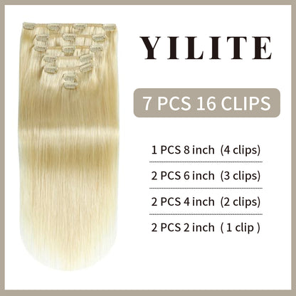 Realmhair Clip In Hair Extensions Human Hair 7Pcs 16 Clips Invisible Natural Remy Human Hair (#60)
