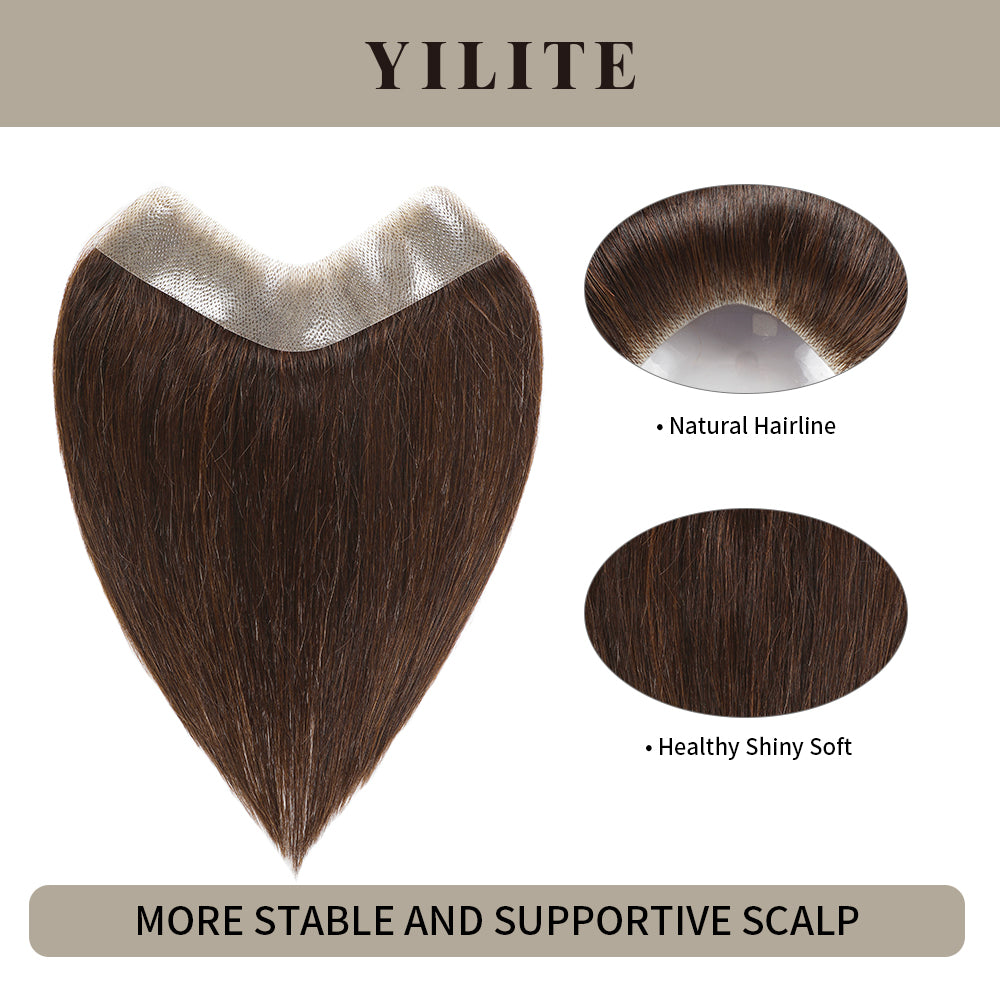 Realmhair seamless hair patch 7x15cm with natural hairline and healthy, shiny, soft hair (#2)
