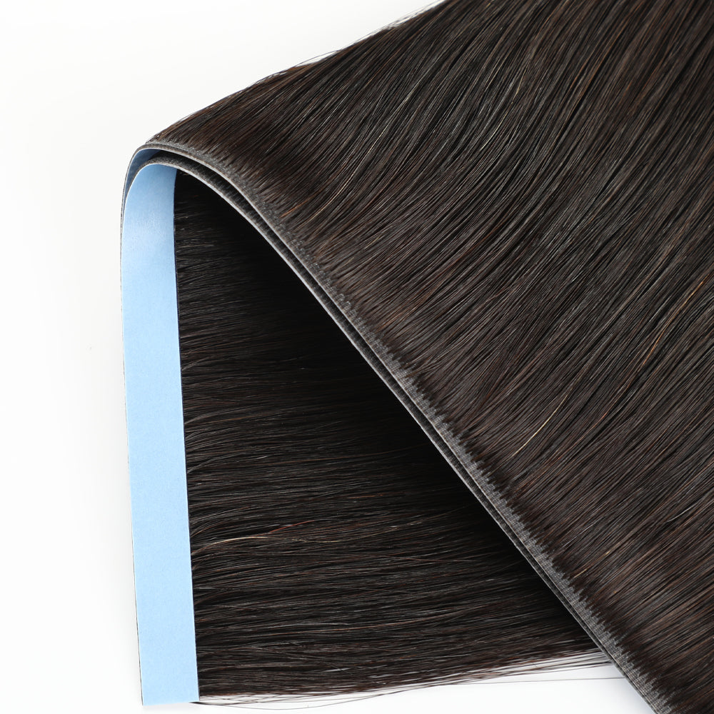 Zoomed view of Realmhair 20¡Á0.8cm seamless tape-in hair extension in natural black (#1B)