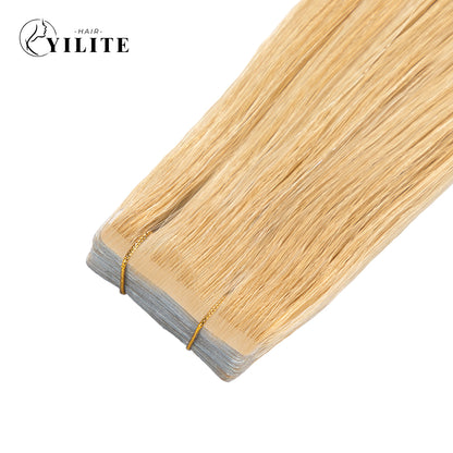 Close-up of Narrow Seamless Injected Hand-Tied Invisible Mini Tape In Hair Extension (#27)