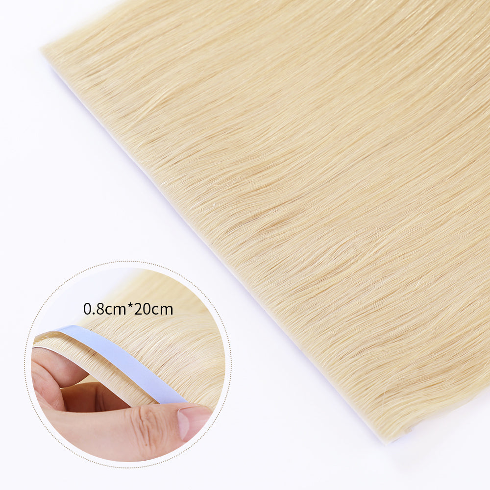 Close-up of Realmhair 20¡Á0.8cm invisible tape-in hair extensions in color #613