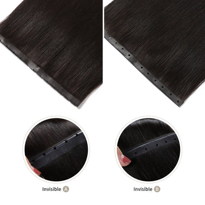 Realmhair hole connection 2 in 1 long seamless invisible tape in hair extension (#1B)