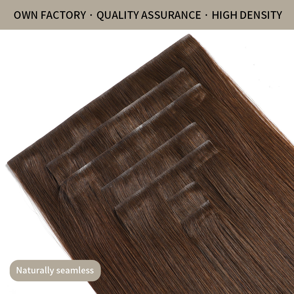 Realmhair Seamless Injected Hand-Tied Invisible Clip-ins 7Pcs 16 Clips Virgin Human Hair (#4)