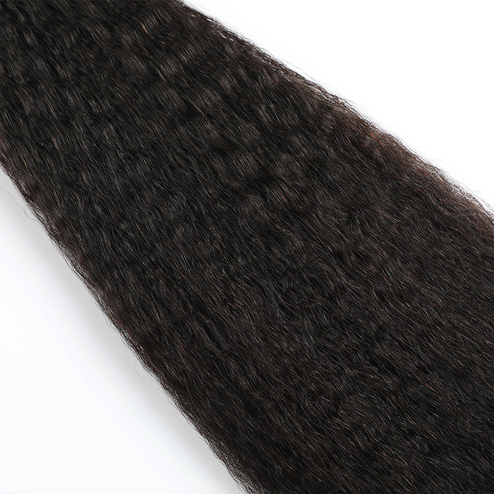 Close-up of Realmhair Kinky Seamless Injected Invisible Tape-In Hair Extensions 20Pcs (#1B) 