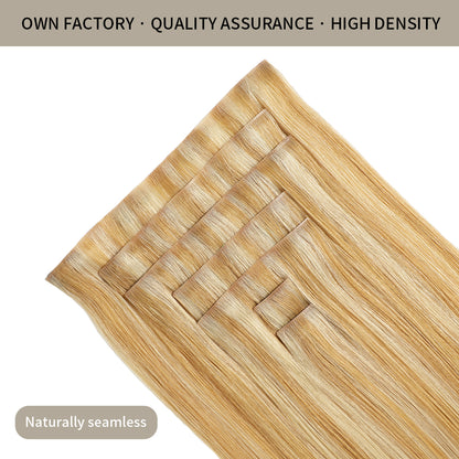 Realmhair Seamless Injected Hand-Tied Invisible Clip-ins 7Pcs 16 Clips Virgin Human Hair (#P27/613)