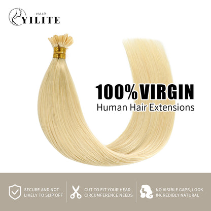 100% virgin human hair U Tip hair extensions in #613 Bleach Blonde color
