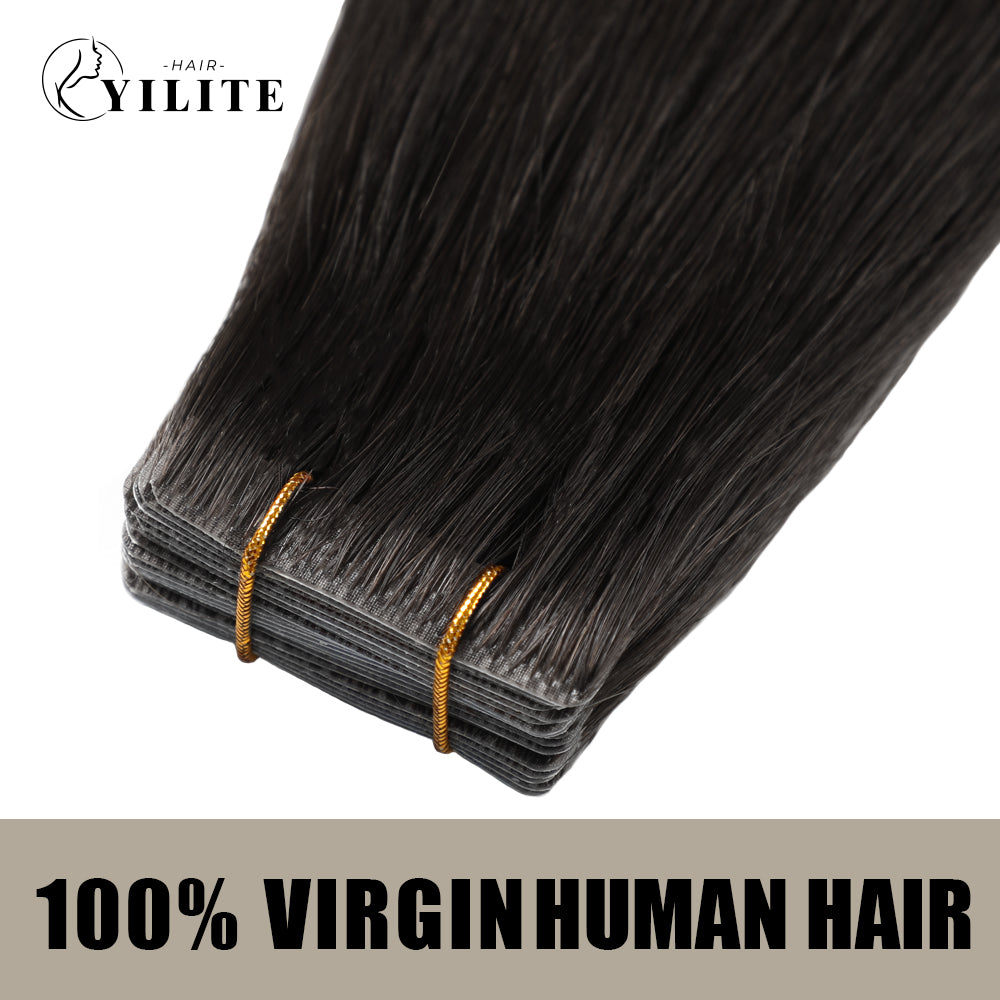 Realmhair seamless invisible tape in hair extensions 20Pcs virgin human hair (#1B )