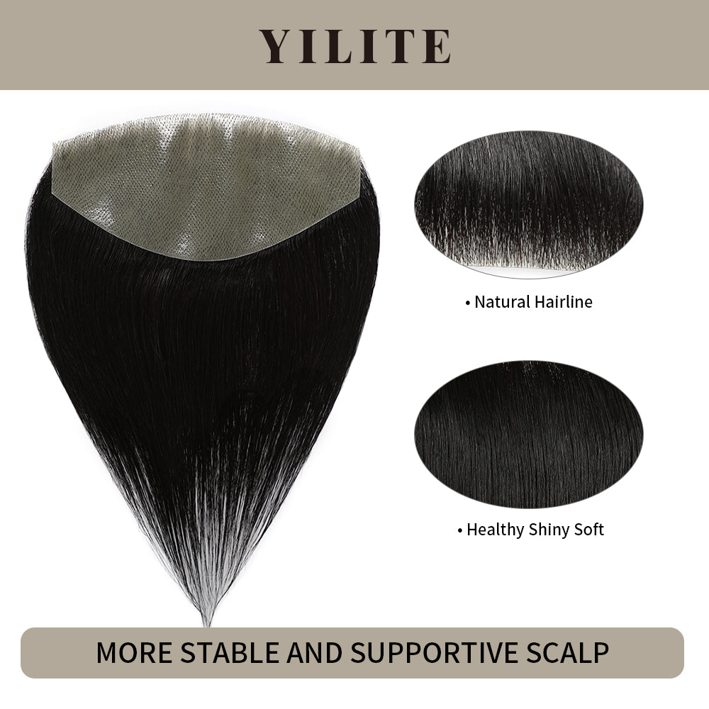 Realmhair seamless hair patch 7x15cm with natural hairline and healthy, shiny, soft hair (#1 Jet Black)