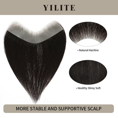 Realmhair seamless hair patch 3x16cm with natural hairline and healthy, shiny, soft hair (#1B)