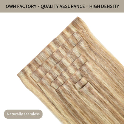 Realmhair Seamless Injected Hand-Tied Invisible Clip-ins 7Pcs 16 Clips Virgin Human Hair (#P18/613)