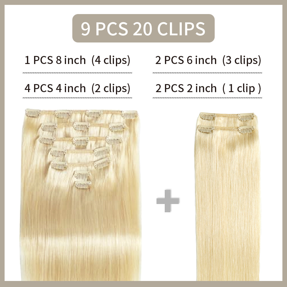 Realmhair Clip In Hair Extensions Human Hair 9Pcs 20 Clips Invisible Natural Remy Human Hair (#60)