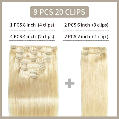 Realmhair Clip In Hair Extensions Human Hair 9Pcs 20 Clips Invisible Natural Remy Human Hair (#60)