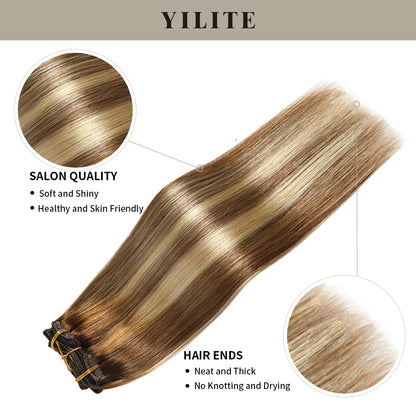 Realmhair clip in hair extensions 9Pcs 20 Clips with salon quality and hair ends (#P6/613/T4)