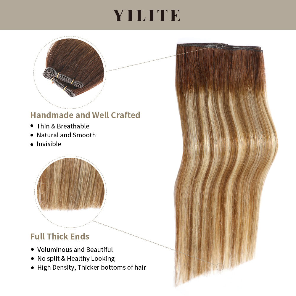 Realmhair #P6/613/T4 genius weft 2Pcs with thin handmade top and full thick ends   