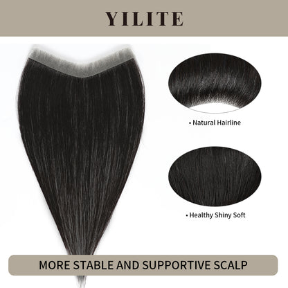 Realmhair seamless hair patch 1.5x15cm with natural hairline and healthy, shiny, soft hair£¨#1B£©
