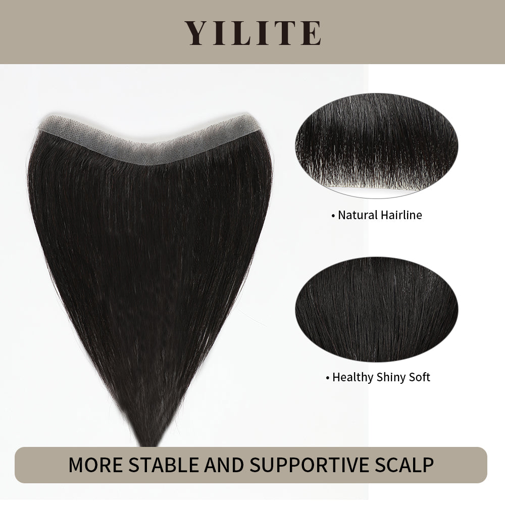 Realmhair seamless hair patch 1.5x16cm with natural hairline and healthy, shiny, soft hair £¨#1B£©