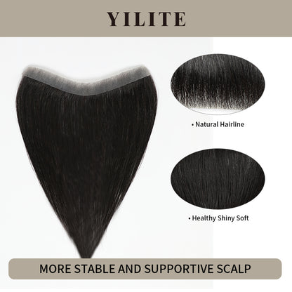 Realmhair seamless hair patch 1.5x16cm with natural hairline and healthy, shiny, soft hair £¨#1B£©