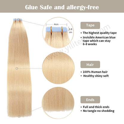 Realmhair Tape In Hair Extensions Tape Ins Invisible Natural Remy Human Hair (#16)-Realmhairhair