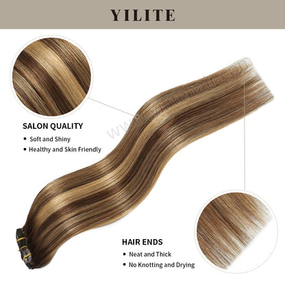 Realmhair Clip In Hair Extensions Human Hair Invisible Natural Remy Human Hair (#T4/27/P4)