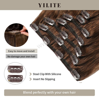 Realmhair Clip In Hair Extensions Human Hair Invisible Natural Remy Human Hair (#4 Dark Brown)