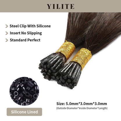 U Tip hair extensions shown with silicone-lined beads for illustration (5.0¡Á3.0¡Á3.0mm)