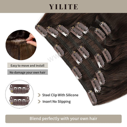Realmhair Clip In Hair Extensions Human Hair Invisible Natural Remy Human Hair (#2?Darkest?Brown)