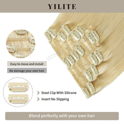 Realmhair Clip In Hair Extensions Human Hair Invisible Natural Remy Human Hair (#613 Bleach Blonde)
