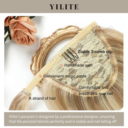 Close-up showing the details of the ponytail extension (#P18/613) 