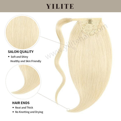 Realmhair clip-in ponytail extension with salon quality and thick ends (#60 Platinum Blonde)