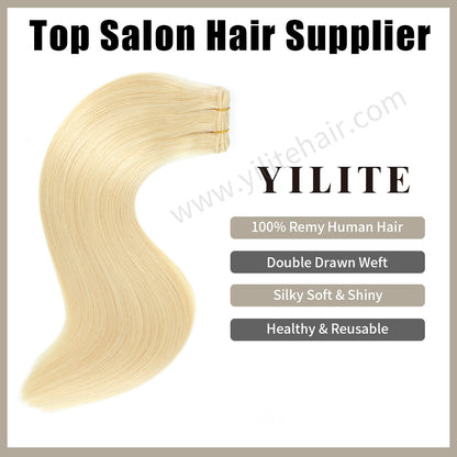 Realmhair 100% virgin human hair weft - silky, shiny & reusable double drawn hair extensions (#60)