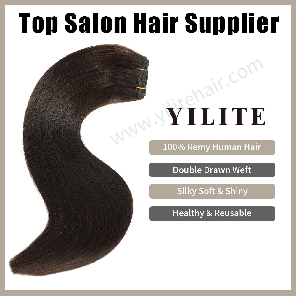 Realmhair 100% virgin human hair weft - silky, shiny & reusable double drawn hair extensions (#2)