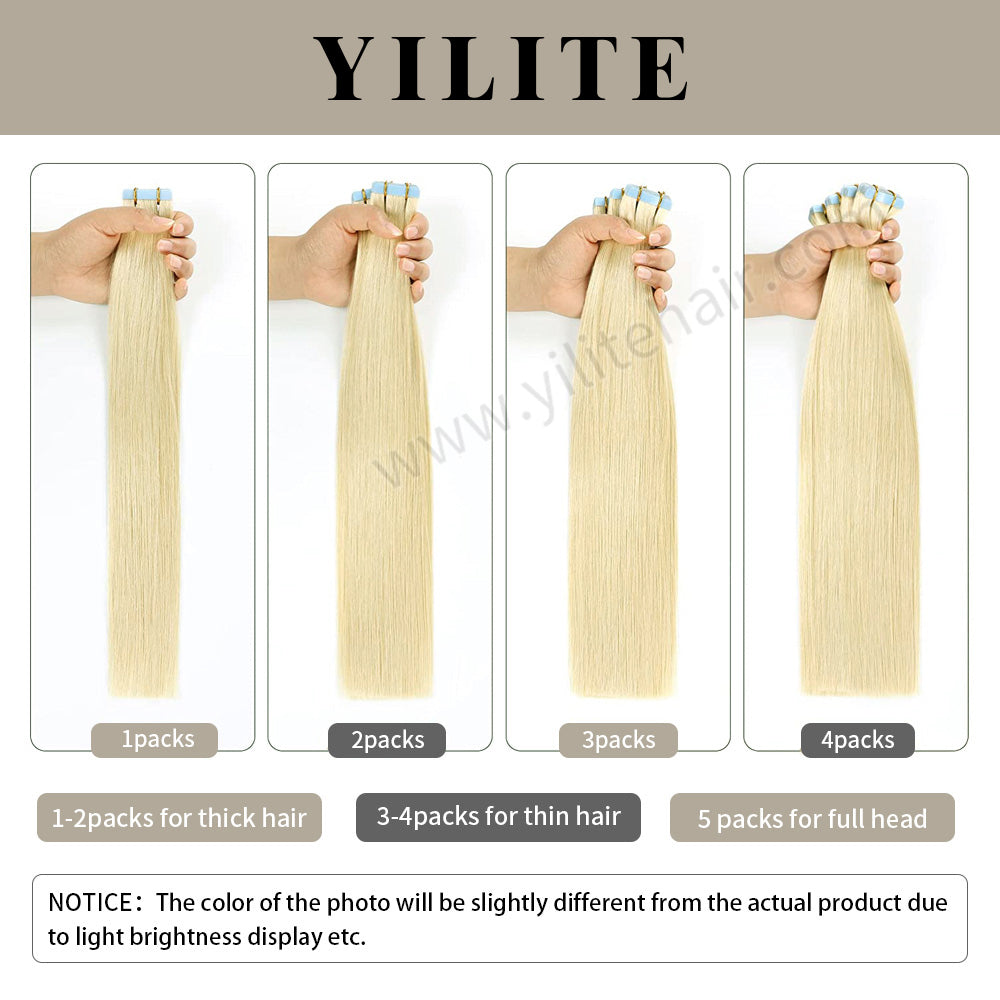 Realmhair Tape In Hair Extensions 24 Pcs Tape Ins Invisible Natural Remy Human Hair (#P22/60/T18)