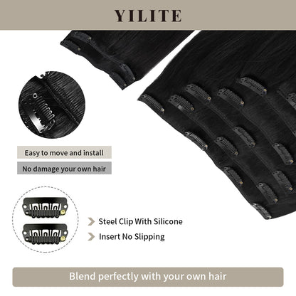 Realmhair Clip In Hair Extensions 9Pcs 20 Clips Invisible Natural Remy Human Hair (#1 Jet black)