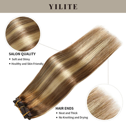 Realmhair #P6/613/T4 clip in hair extensions 7Pcs 16 clips with salon quality and full hair ends
