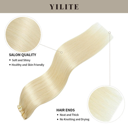 Realmhair clip in hair extensions 8Pcs 18 Clips with salon quality and hair ends (#60 Platinum Blonde)