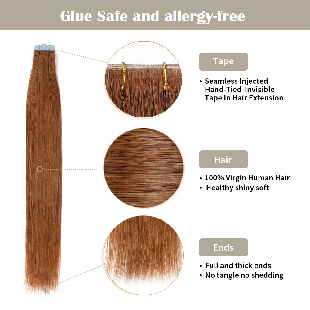 Realmhair invisible tape in hair extensions 20Pcs with high density and quality assurance (#33)