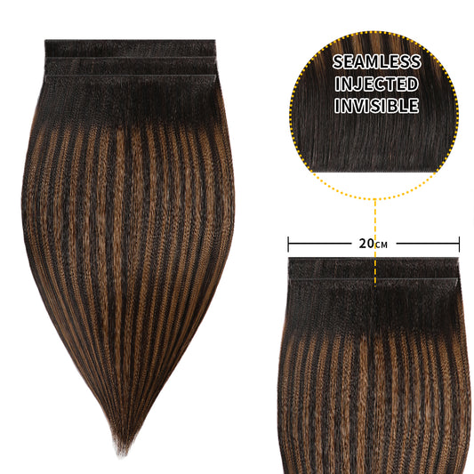 Realmhair 20*0.8cm long invisible tape in hair extensions 4Pcs virgin human hair (#P1B/6/T1B)