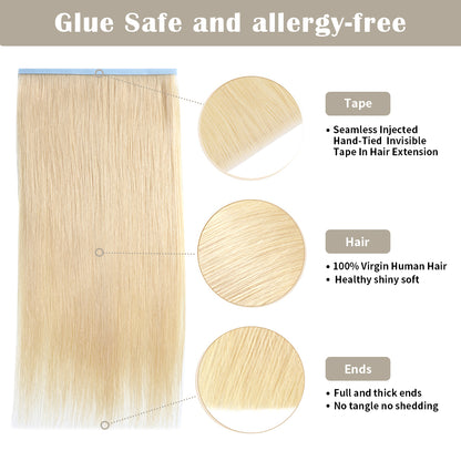 Details of Realmhair invisible tape-in extensions (#613): seamless tape, virgin hair, thick ends 