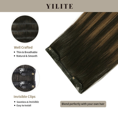 Clip-in hair pads with front view thumbnail and close-up of clips (#P1B/6/T1B)