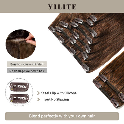 Realmhair Clip In Hair Extensions 9Pcs 20 Clips Invisible Natural Remy Human Hair (#4 Dark Brown)