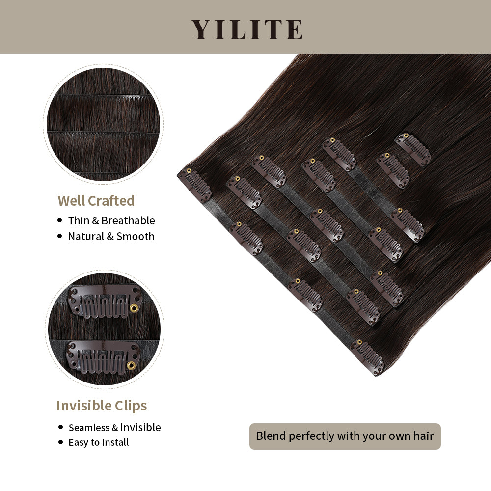 Realmhair Seamless Injected Hand-Tied Invisible Clip-ins 7Pcs 16 Clips Virgin Human Hair (#2)