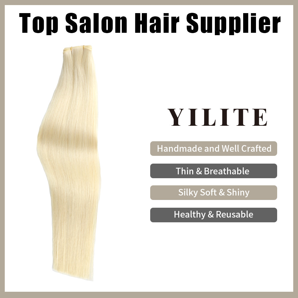 Realmhair 100% virgin human hair genius weft 2Pcs- silky, shiny & reusable (#60)  